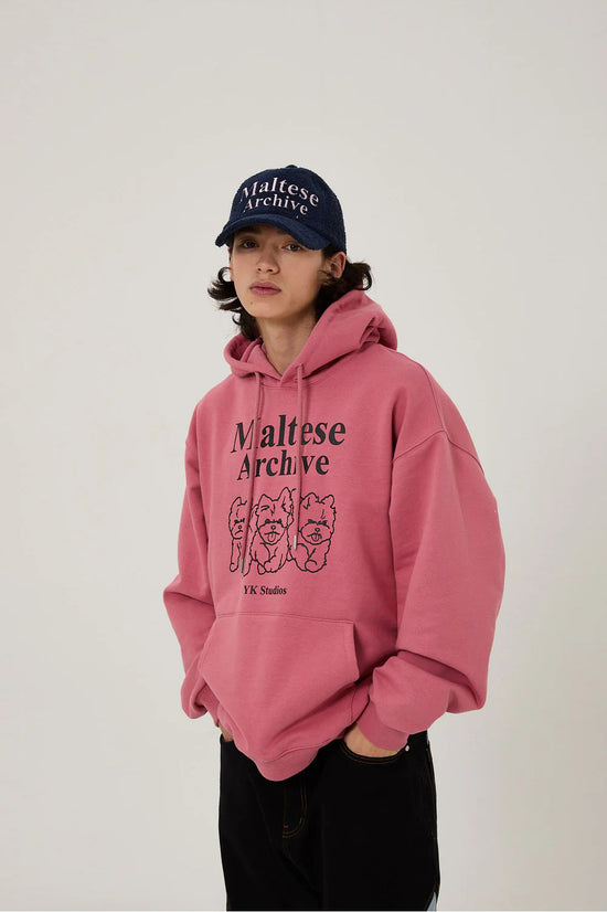 MALTESE ARCHIVE LINE GRAPHIC HOOD DUST PINK