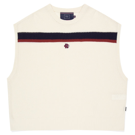 DOUBLE LINE WAFFLE KNIT VEST OATMEAL