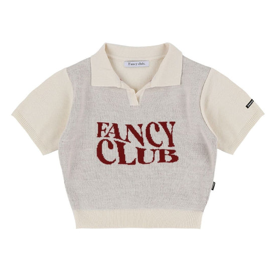 FANCY WAVE COLLAR KNIT TEE IVORY