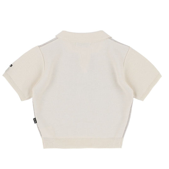 FANCY WAVE COLLAR KNIT TEE IVORY