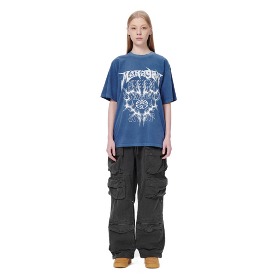 FLAME HEART PIGMENT TEE BLUE