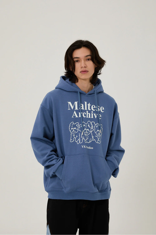 MALTESE ARCHIVE LINE GRAPHIC HOOD DUST BLUE