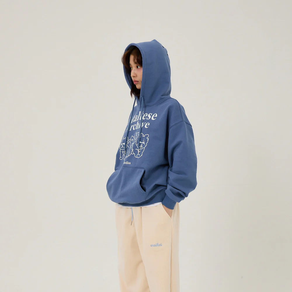 ★Wai Kei★ Maltese Archive Line Graphic Hoodie Dust Blue YK BUY WAI KEI Hoodie MALTESE ARCHIVE LINE GRAPHIC HOOD DUST BLUE