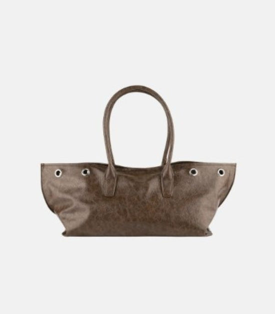 EYELET DETAIL SHOULDER BAG BROWN