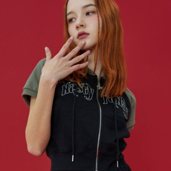 ZEST STITCH HOOD ZIP UP BLACK