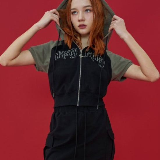 ZEST STITCH HOOD ZIP UP BLACK