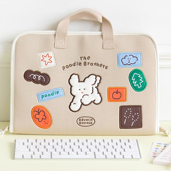 LAPTOP POUCH 34000 13 TYPE POODLE OPEN BEIGE