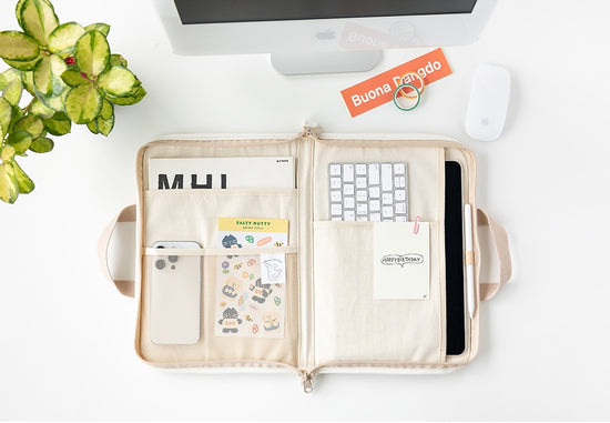LAPTOP POUCH 34000 13 TYPE POODLE OPEN BEIGE