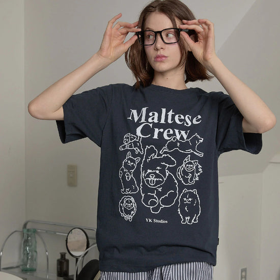 MALTESE CREW LINE GRAPHIC HALF SLEEVE T-SHIRT NAVY