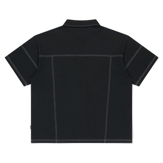 DOUBLE POCKET STITCH PIQUE SHIRT BLACK