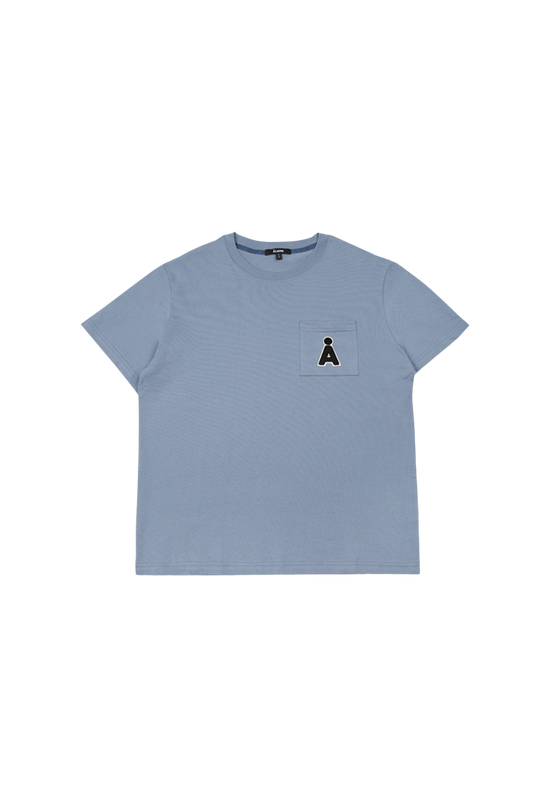 ALAND A LOGO BOUCLE POCKET TEE M/BLUE