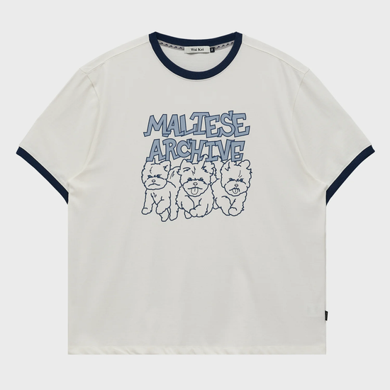 MALTESE ARCHIVE LINE GRAPHIC RINGER HALF SLEEVE T-SHIRT IVORY
