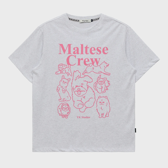 MALTESE CREW LINE GRAPHIC HALF SLEEVE T-SHIRT LIGHT GREY