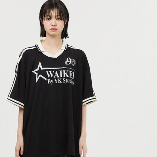 WAIKEI★Star logo collar jersey half sleeve tshirts★関税込 関税込☆Wai Kei☆Star logo collar jersey half sleeve tshirts