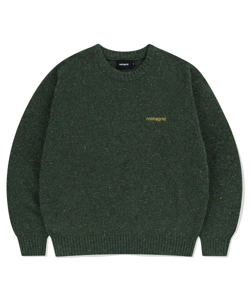 BASIC LOGO NEP KNIT SWEATER GREEN