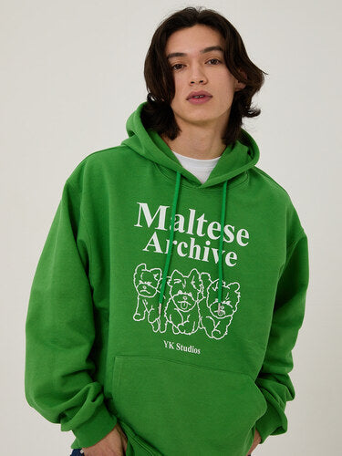 MALTESE ARCHIVE LINE GRAPHIC HOOD MOSS GREEN