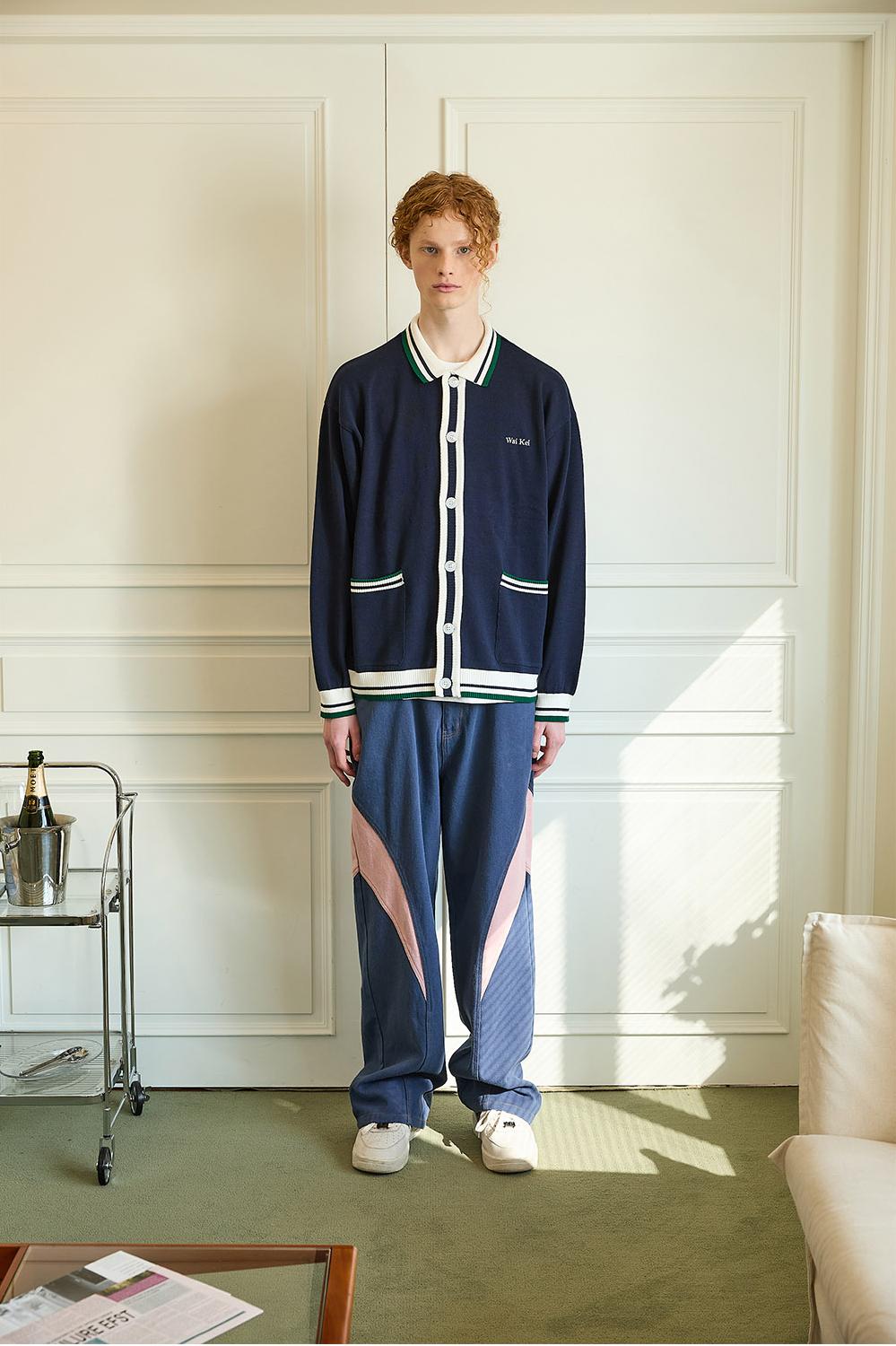 さらに100円引き◆WAI KEI◆Color block marine cardigan BELI Cardigan WAI KEI COLOR BLOCK MARINE CARDIGAN NAVY