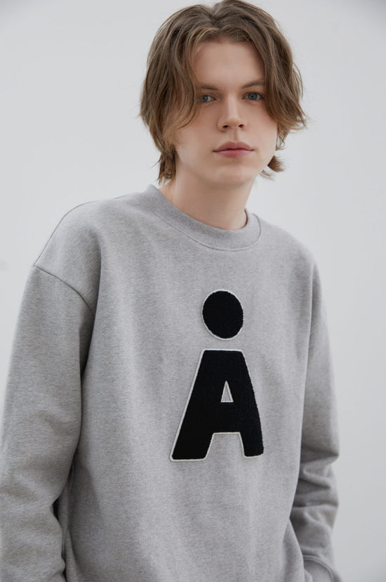 NEW ALAND A LOGO BOUCLE SWEAT SHIRT M/GREY