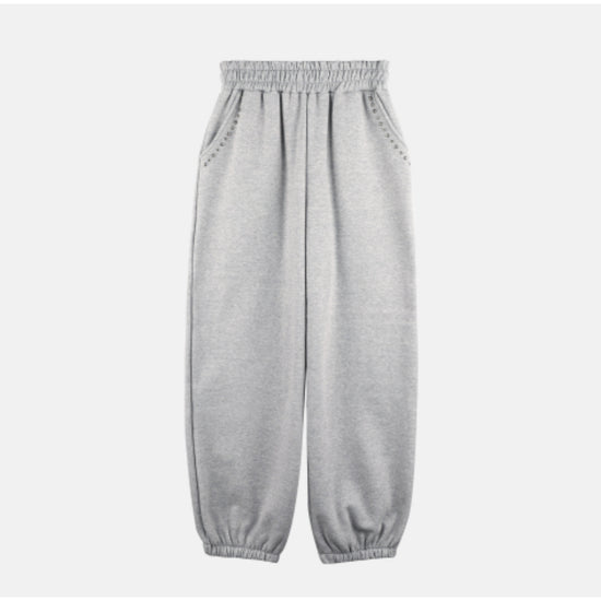 METAL STUD JOGGER PANTS MELANGE GREY