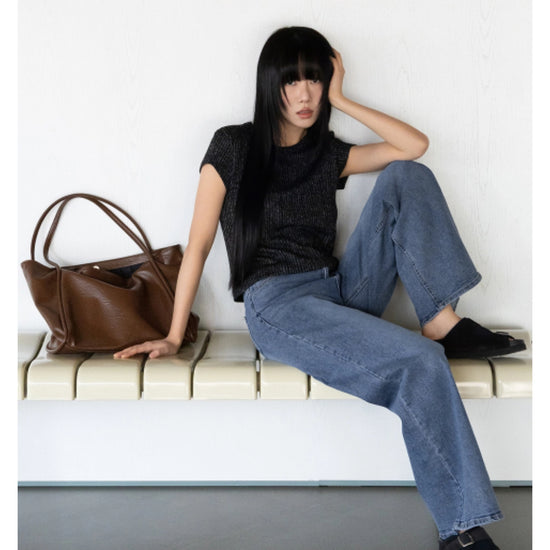 BIG SQUARE SHOULDER BAG BROWN