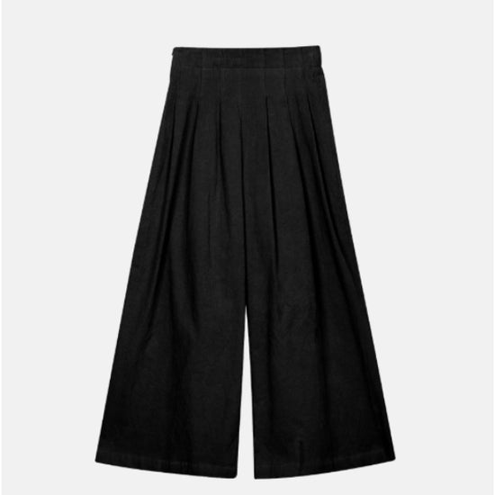 KEKE'S PICK - BACK BANDING CORDUROY PANTS BLACK