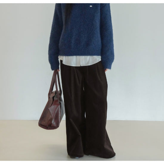 BACK BANDING CORDUROY PANTS DARK BROWN