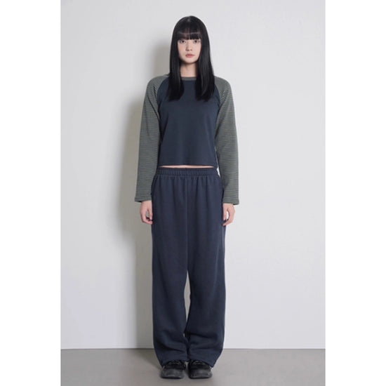 STRIPE SLEEVE RAGLAN TEE NAVY