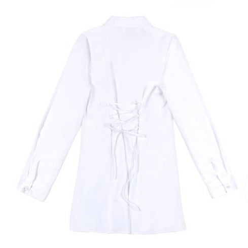 EYELET POINT SHIRT ONE-PIECE WHITE