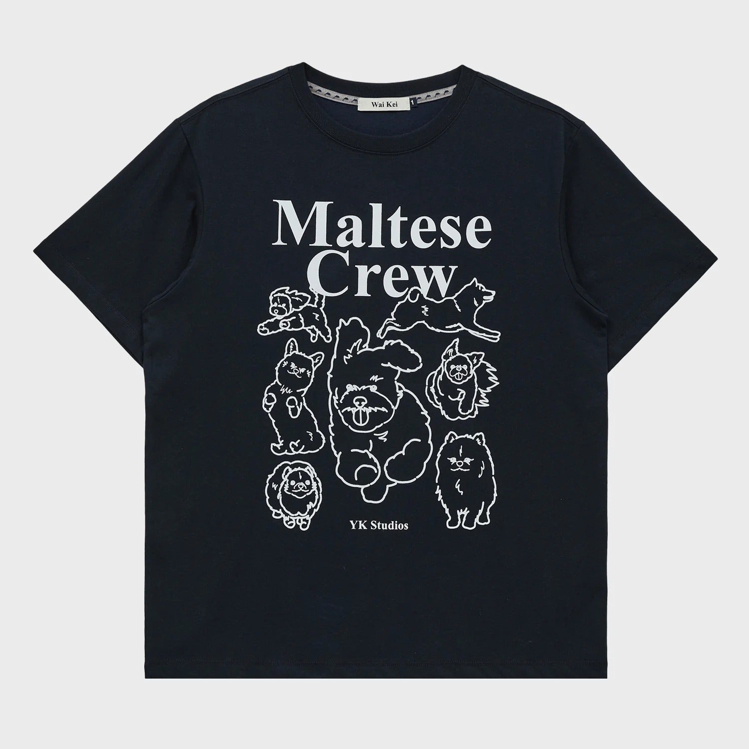 ★WAIKEI★ Maltese CCTV Short Sleeve T-shirt Navy YKBD02TS10 MUSINSA | WAI KEI Maltese Crew Line Graphic Short-sleeved T