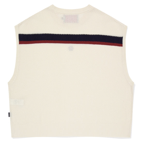 DOUBLE LINE WAFFLE KNIT VEST OATMEAL