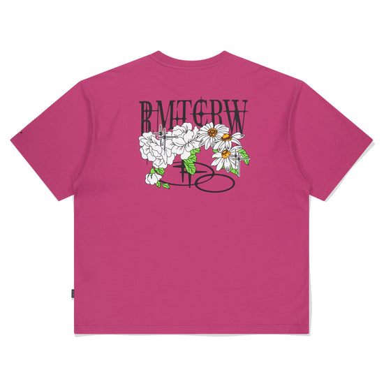 VOLUME LOGO FLOWER TEE SHIRT PINK