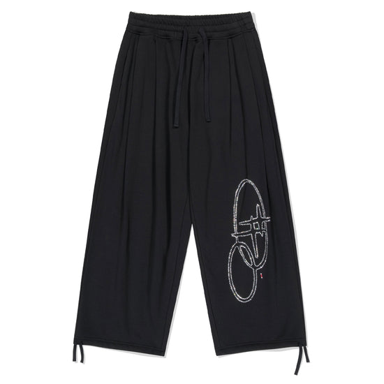 SHINING SPANGLE LOGO PANTS BLACK