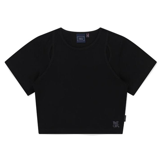 SLIT DETAIL CROP TEE SHIRT BLACK