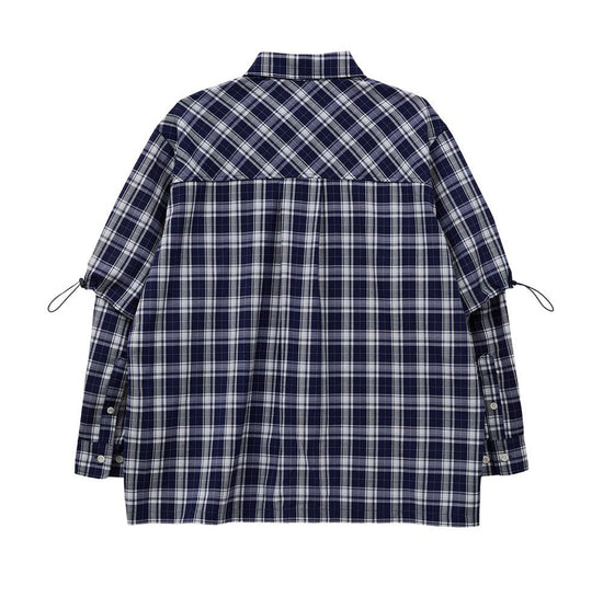 LAYERED CHECK SHIRTS NAVY