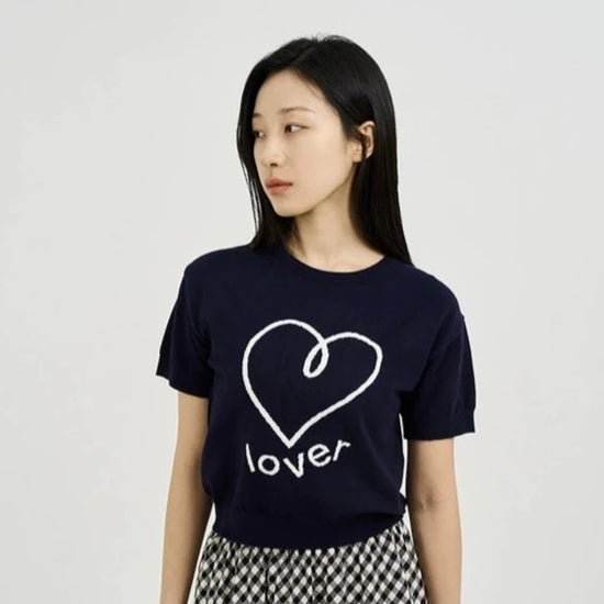 LOVER SWEAT HALF SLEEVE KNIT NAVY