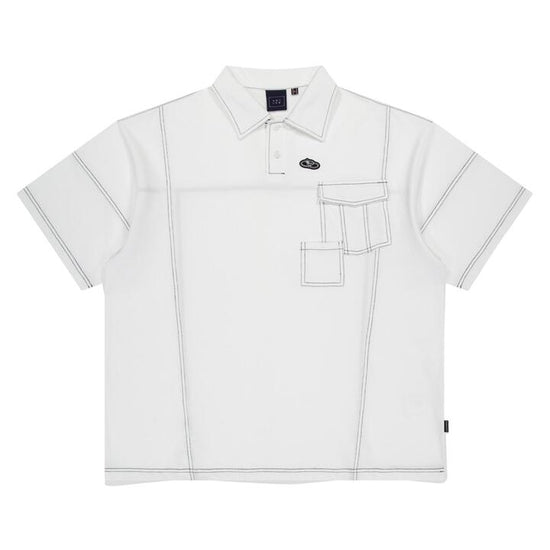 DOUBLE POCKET STITCH PIQUE SHIRT WHITE