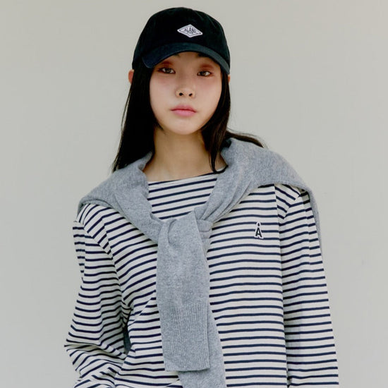 ALAND A LOGO STRIPED LONG SLEEVE NAVY