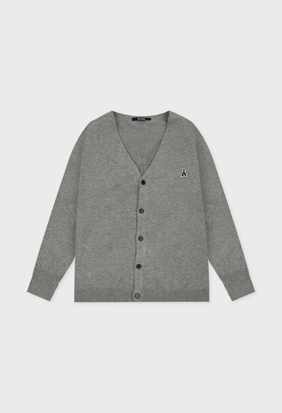 ALAND A LOGO WAPPEN CARDIGAN MELANGE GREY