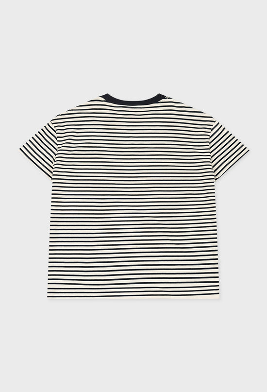 ALAND A LOGO STRIPED HALF SLEEVE NAVY