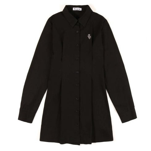 EYELET POINT SHIRT ONE-PIECE BLACK