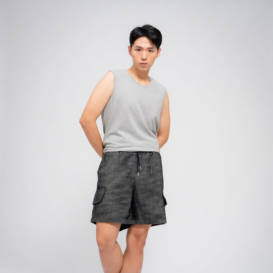 MEN'S SIDE SLIT TANK GREY