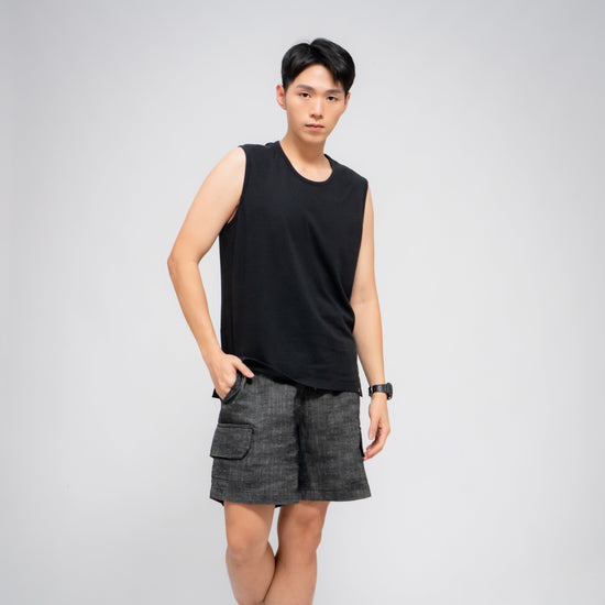 MEN'S SIDE SLIT TANK BLACK