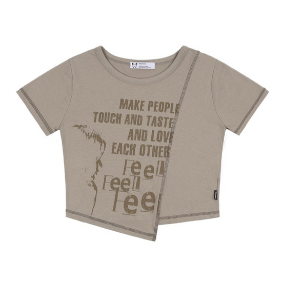 EACH OTHER UNBALANCE CROP TEE BROWN