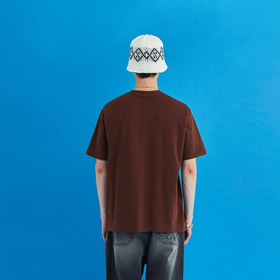 FLOWER ARGYLE T-SHIRT BROWN