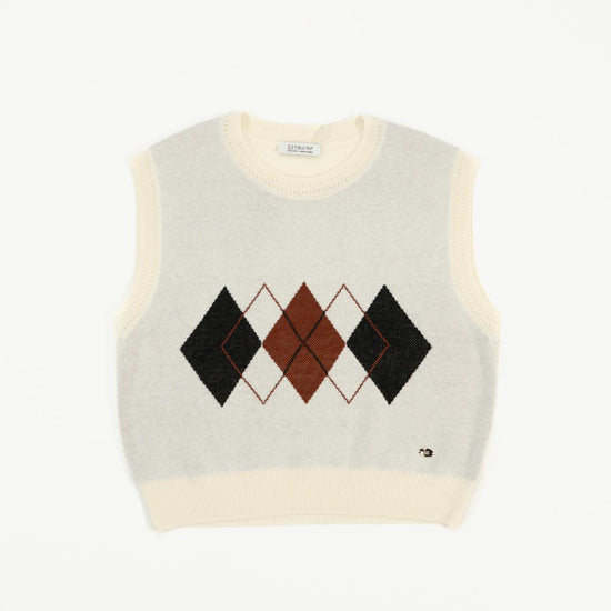 ARGYLE KNIT VEST IVORY
