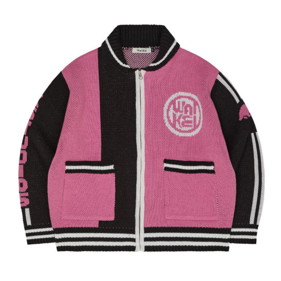 SPORTY LOGO ZIP-UP CARDIGAN PINK
