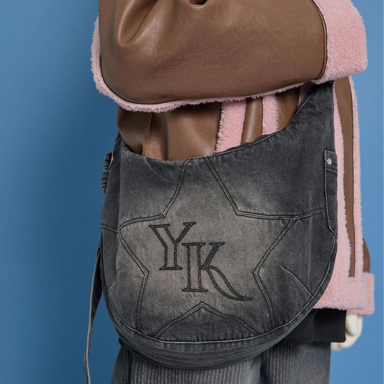 ★Wai Kei★ Star Denim Crossbody Bag Black YKBD03AC17-2 MUSINSA | WAI KEI Star Denim Crossbody Bag Black