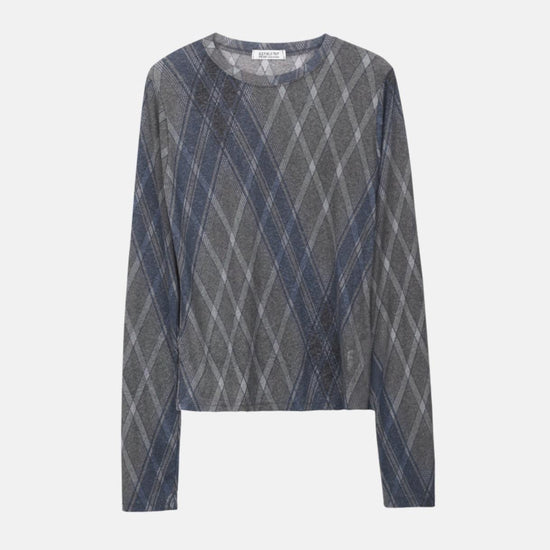 SHEER CHECK LONG SLEEVE NAVY