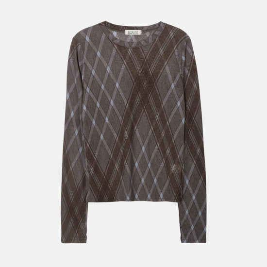 SHEER CHECK LONG SLEEVE LIGHT BLUE
