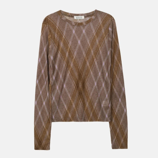 SHEER CHECK LONG SLEEVE PINK